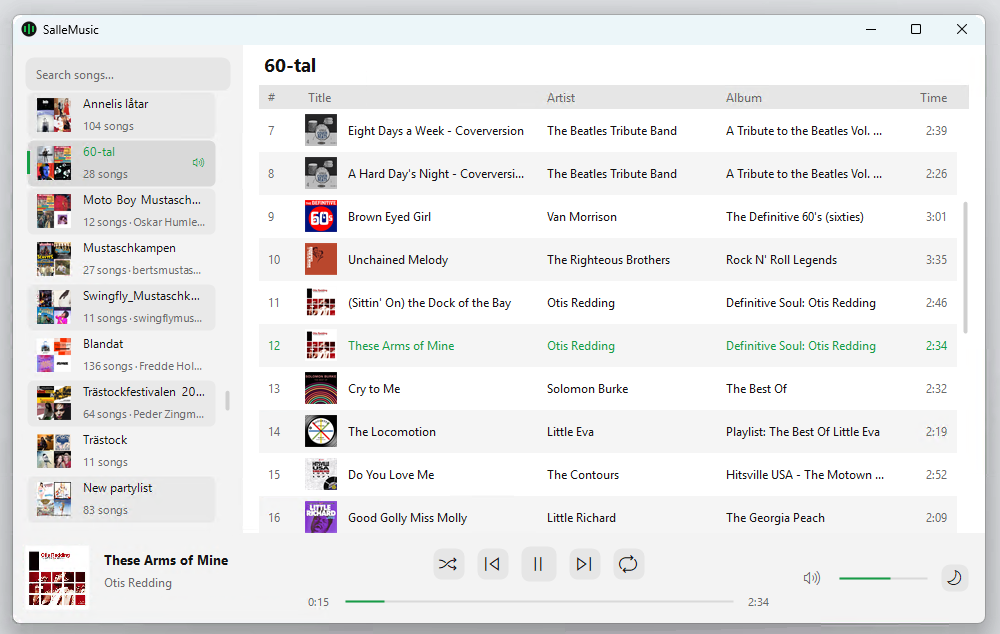 SalleMusic showing a playlist